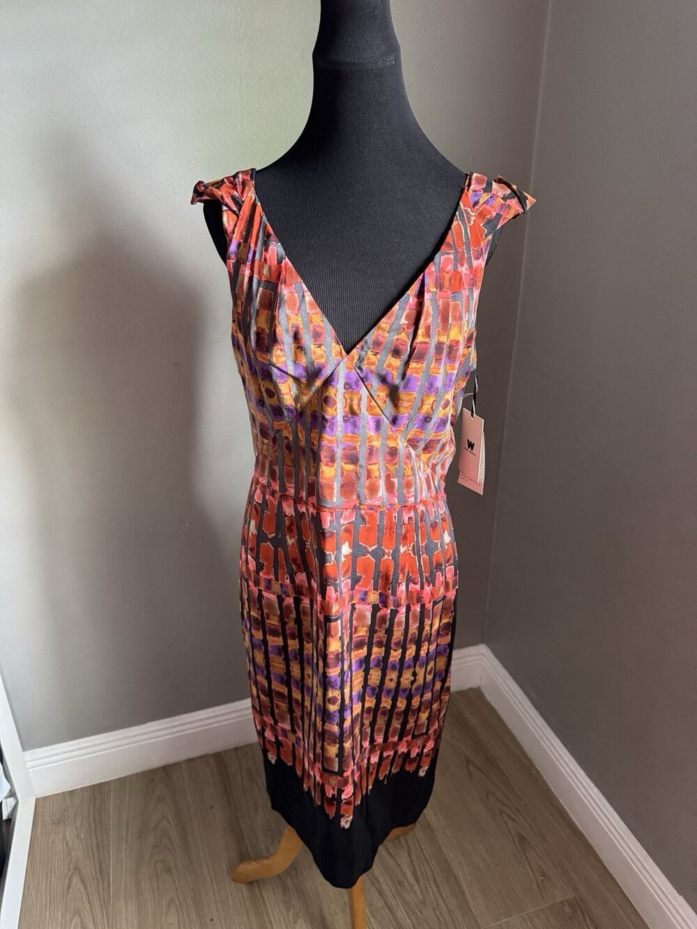 W By Worth New York Womens Blaze Sleeveless 100% Silk Midi Dress Size 10